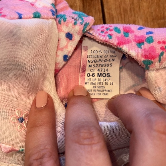 Vintage Floral Corduroy Cottagecore Baby Jumper - Picture 4 of 4